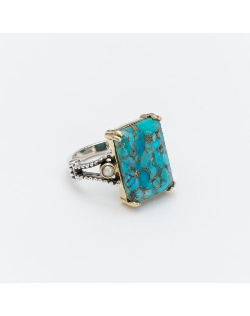 Bague en Argent et Laiton Turquoise