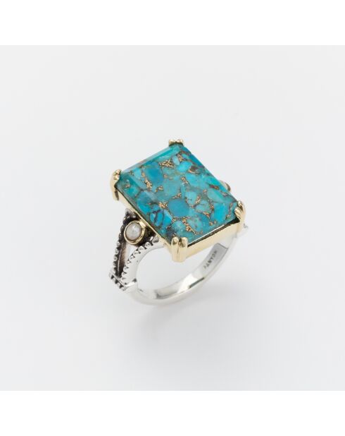 Bague en Argent et Laiton Turquoise