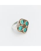 Bague en Argent et Laiton Verre verte