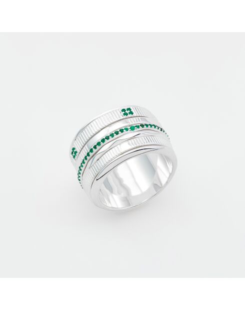 Bague en Argent Zircons verte