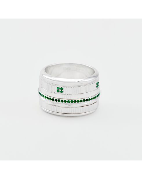 Bague en Argent Zircons verte