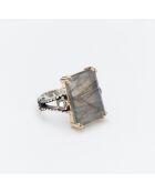 Bague en Argent et Laiton Labradorite grise