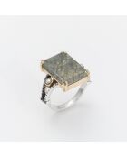 Bague en Argent et Laiton Labradorite grise