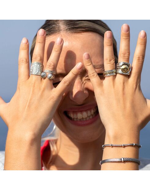 Bague Triple en Argent et Laiton