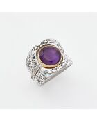Bague Triple en Argent et Laiton Améthyste violette
