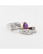 Bague Triple en Argent et Laiton Améthyste violette