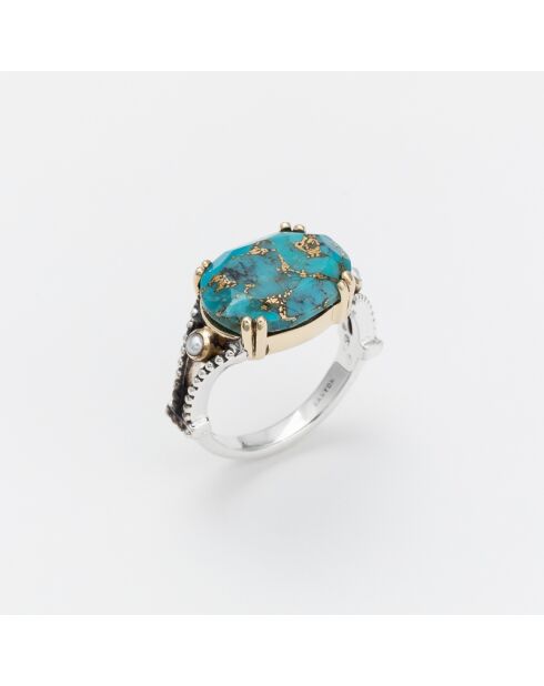 Bague en Argent et Laiton Turquoise