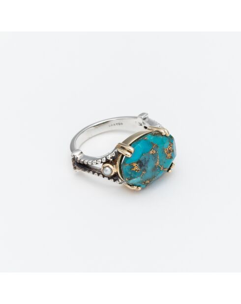 Bague en Argent et Laiton Turquoise