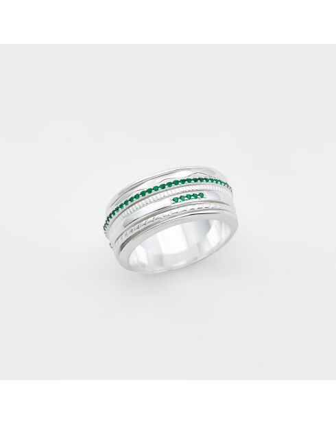 Bague en Argent Zircons verte