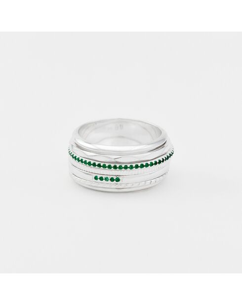 Bague en Argent Zircons verte