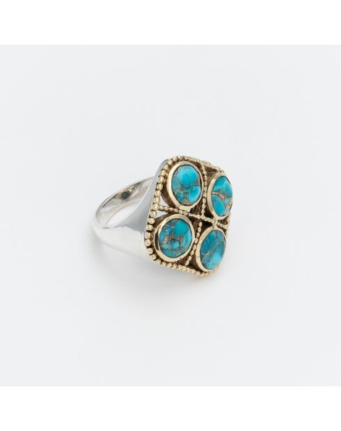 Bague en Argent et Laiton Turquoise