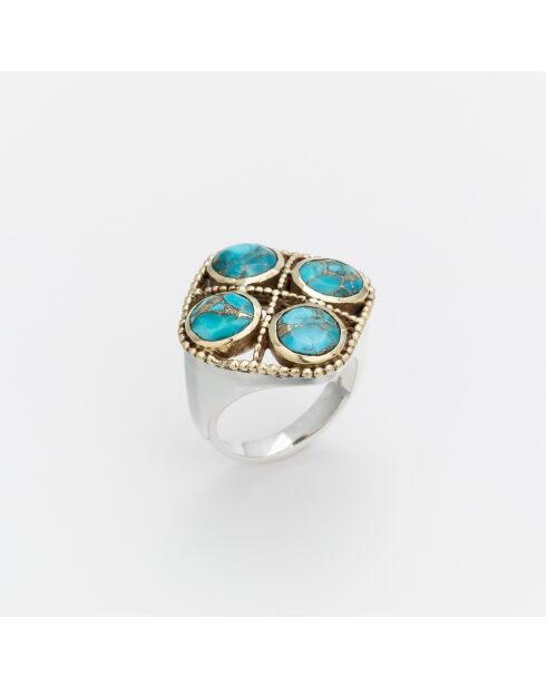 Bague en Argent et Laiton Turquoise