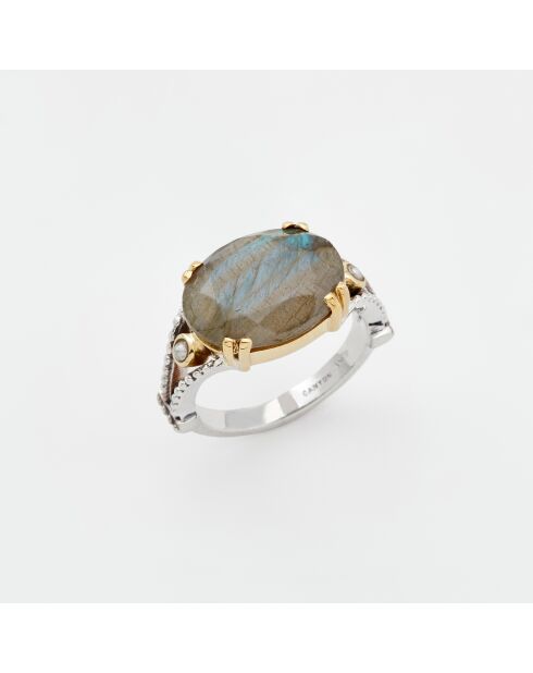 Bague en Argent et Laiton Labradorite grise