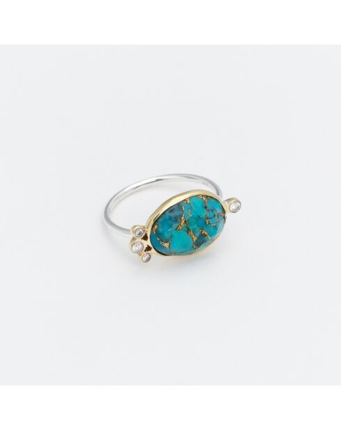 Bague en Argent et Laiton Turquoise