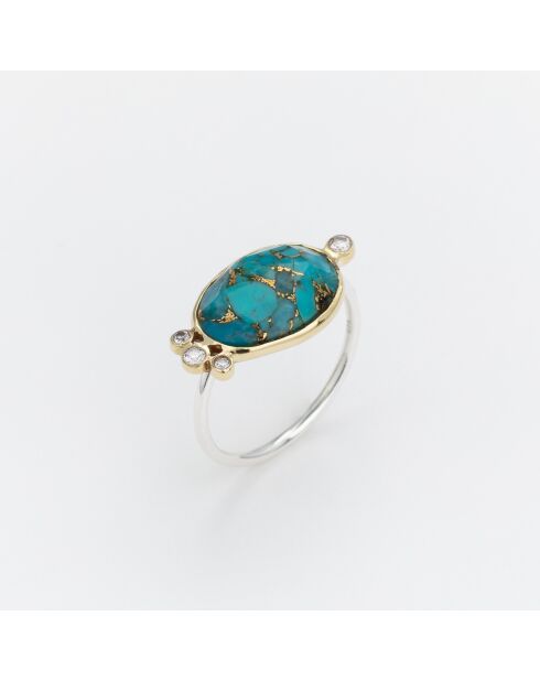 Bague en Argent et Laiton Turquoise
