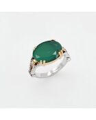 Bague en Argent et Laiton Onyx verte