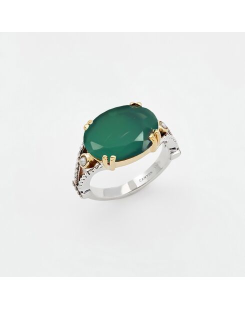 Bague en Argent et Laiton Onyx verte
