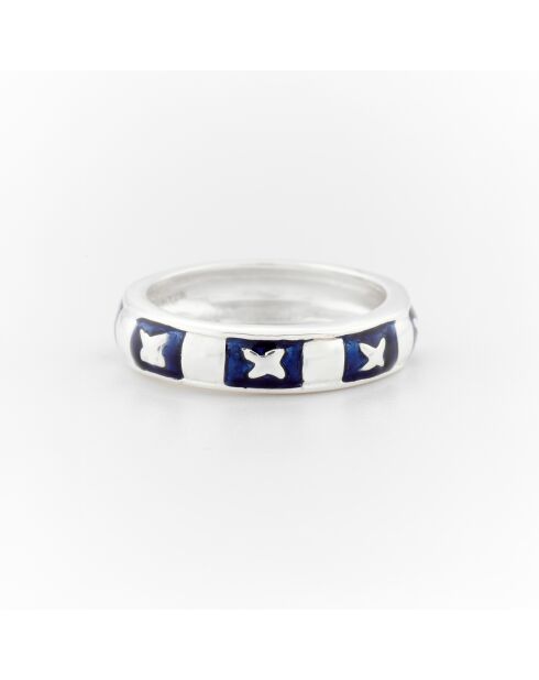 Bague en Argent et Émail bleu marine