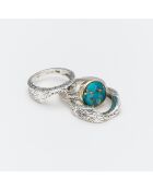 Bague Triple en Argent et Laiton Turquoise