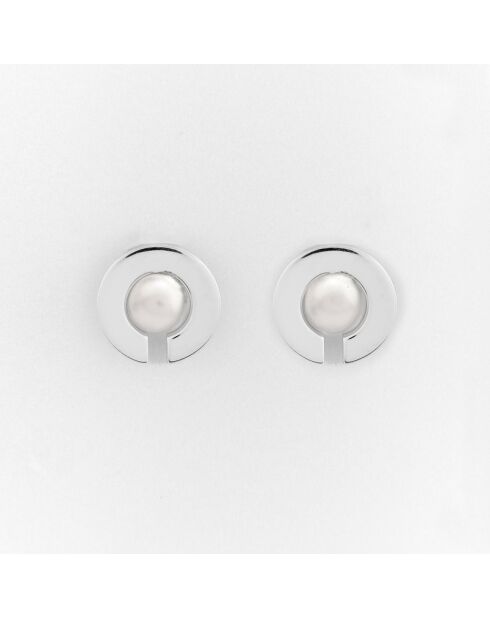 Boucles d'Oreilles Argent Orbe Perle Blanche Synthétique