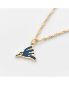 Blauwe paradijsvogel gouden koperen halsketting