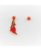 Pendientes de plata y latón Puces Coyotte naranja