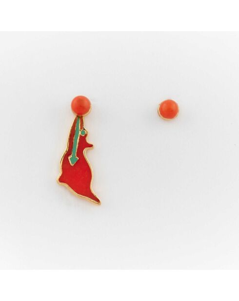 Pendientes de plata y latón Puces Coyotte naranja