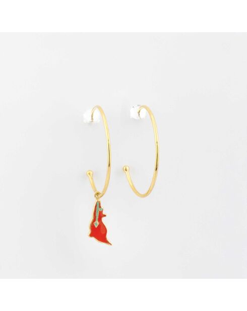 Pendientes de plata y latón Pendientes de aro naranja Coyotte