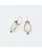 Boucles d'Oreilles Argent et Laiton Leonisse Pierre de Lune Blanche et Oxydes de Zirconium