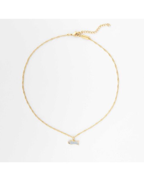 Collier laiton doré poisson gris