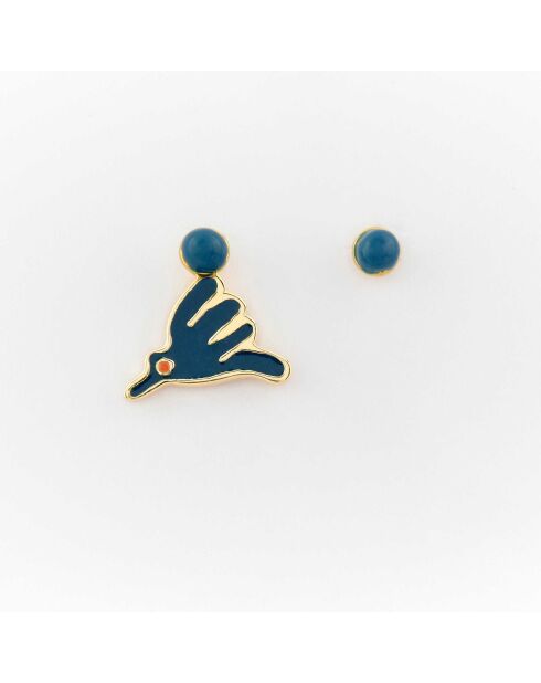 Ohrringe aus Silber und Messing Blauer Paradiesvogel, Flöhe