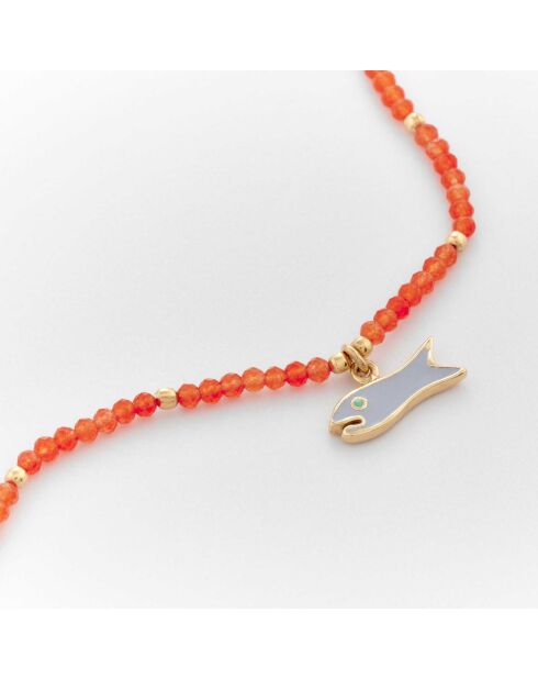 Goldenes Messingarmband Fischgrau Orange getöntes Glas