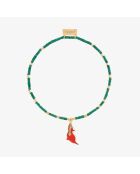 Elastisches goldenes Messingarmband Coyotte Orange Turquoise rekonstituiert