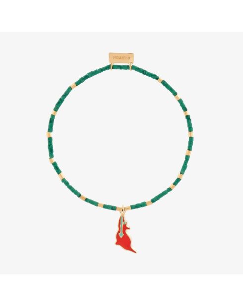 Elastisches goldenes Messingarmband Coyotte Orange Turquoise rekonstituiert