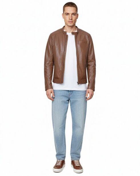 Veste en Cuir Zachary cognac