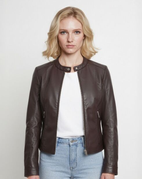 Veste en Cuir Cassie marron