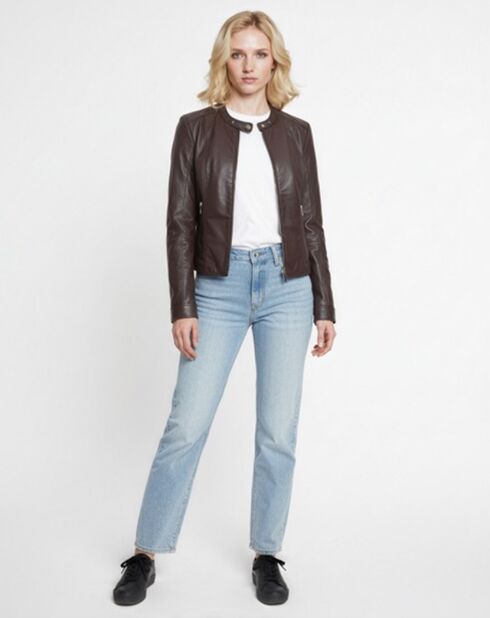 Veste en Cuir Cassie marron