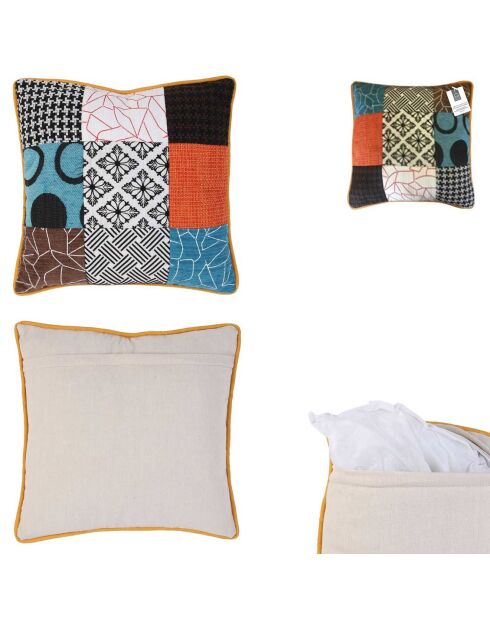 Coussin patchwork dehoussable 40x40cm