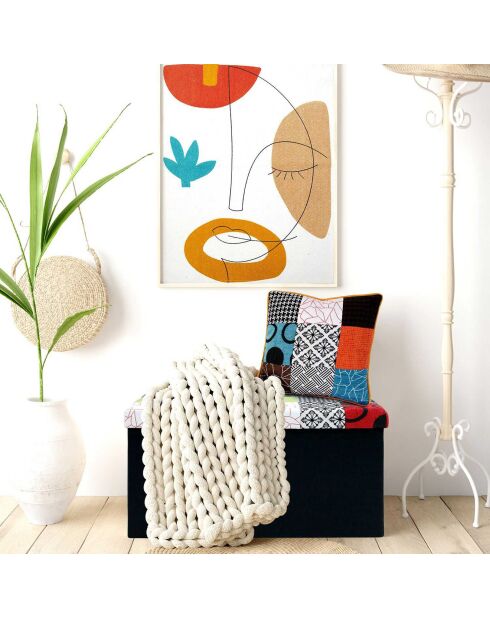 Coussin patchwork dehoussable 40x40cm