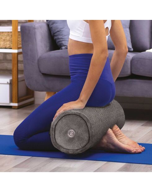 Coussin rond de massage vibrant gris - 25x14x14 cm