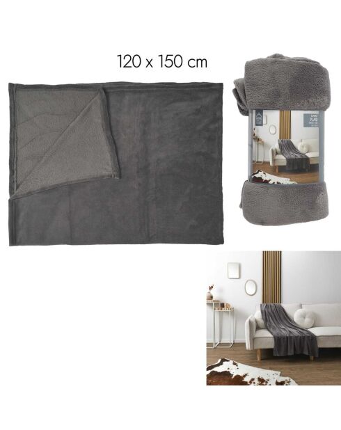 Plaid en microfibre gris foncé - 120x150 cm