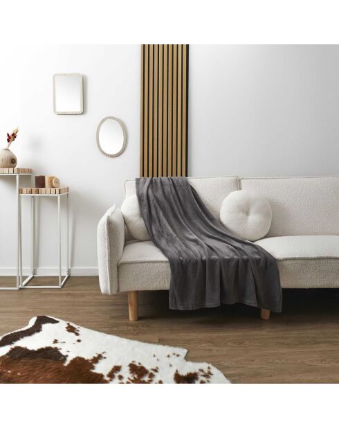 Plaid en microfibre gris foncé - 120x150 cm