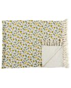 Plaid à franges Bain de Soleil jaune/vert - 120x150cm