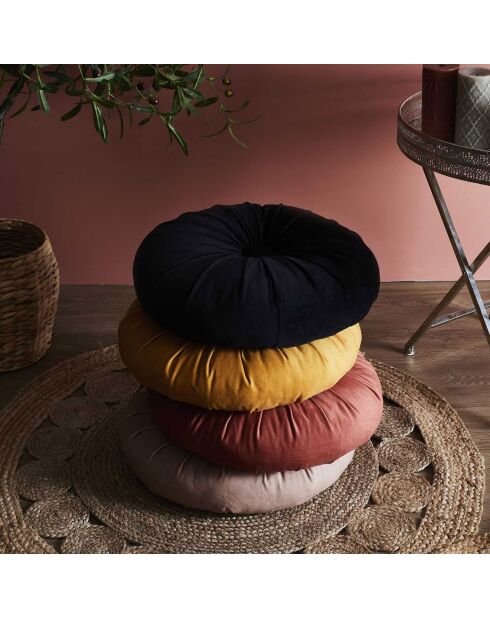 Coussin rond en Velours coloris aléatoire - D.40 cm