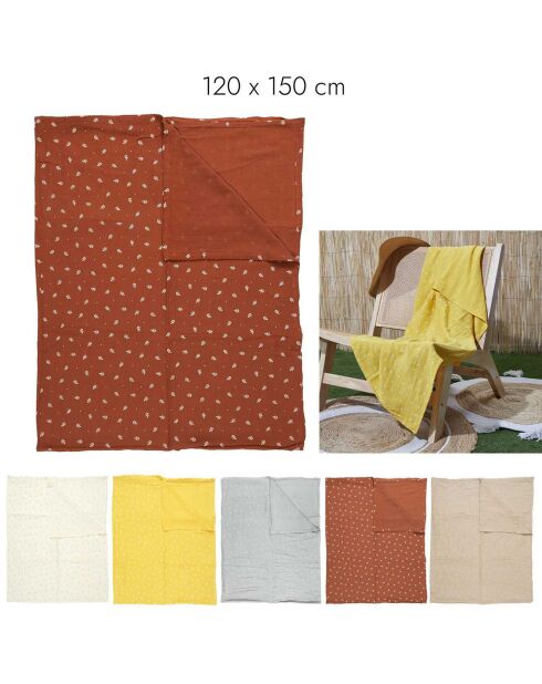 Plaid in cotone effetto garza stampato in colori casuali - 120x150cm