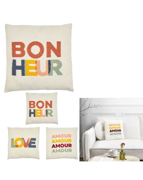 Coussin avec bouclette playground motif aléatoire - 40x40cm