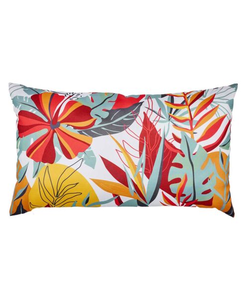 Coussin déperlant Paradis Exotique rose/vert/blanc/orange - 30x50 cm