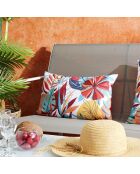 Coussin déperlant Paradis Exotique rose/vert/blanc/orange - 30x50 cm