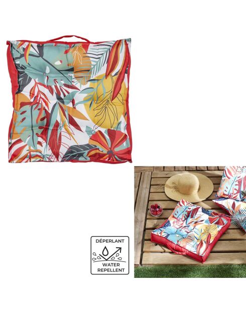Coussin de sol déperlant Paradis Exotique - 40x40 cm