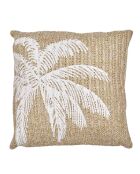 Coussin Palmier marron/blanc - 40x40 cm